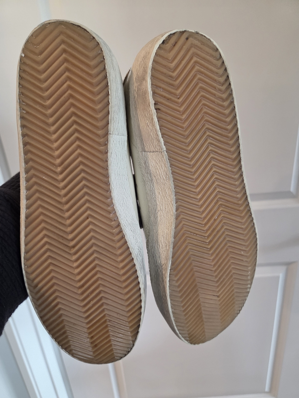 Golden Goose Cream Leather and Taupe Suede Sneakers with Animal Print Laces - Picture 9 of 9